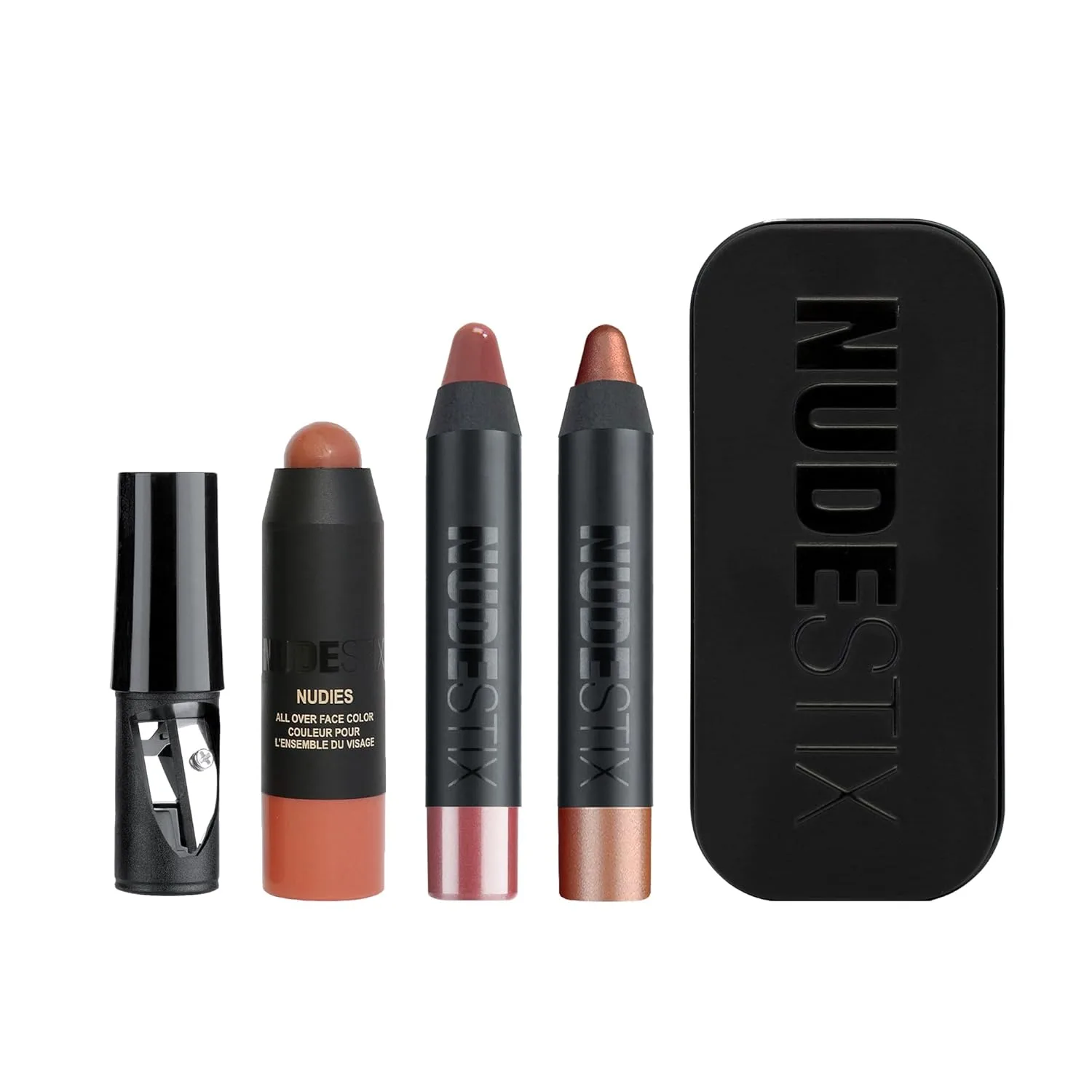 Мини-набор Nudestix Sunset Nudes - 3 средства: кремовые румяна, бронзер и блеск для губ | Компактный размер, многофункциональная веганская косметика для сияющего, пляжного эффекта, Sunrise Star, Sunset Strip, Babe