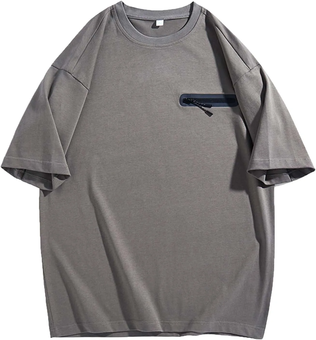 

Мужская оверсайз футболка с коротким рукавом, свободный крой, круглый вырез QUNPIU