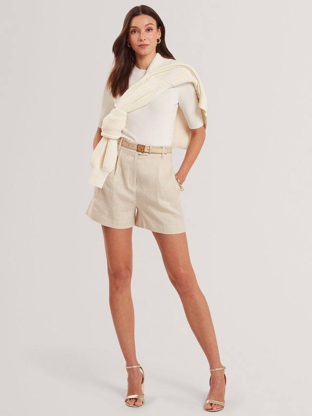 

Льняные укороченные шорты Ted Baker, Natural