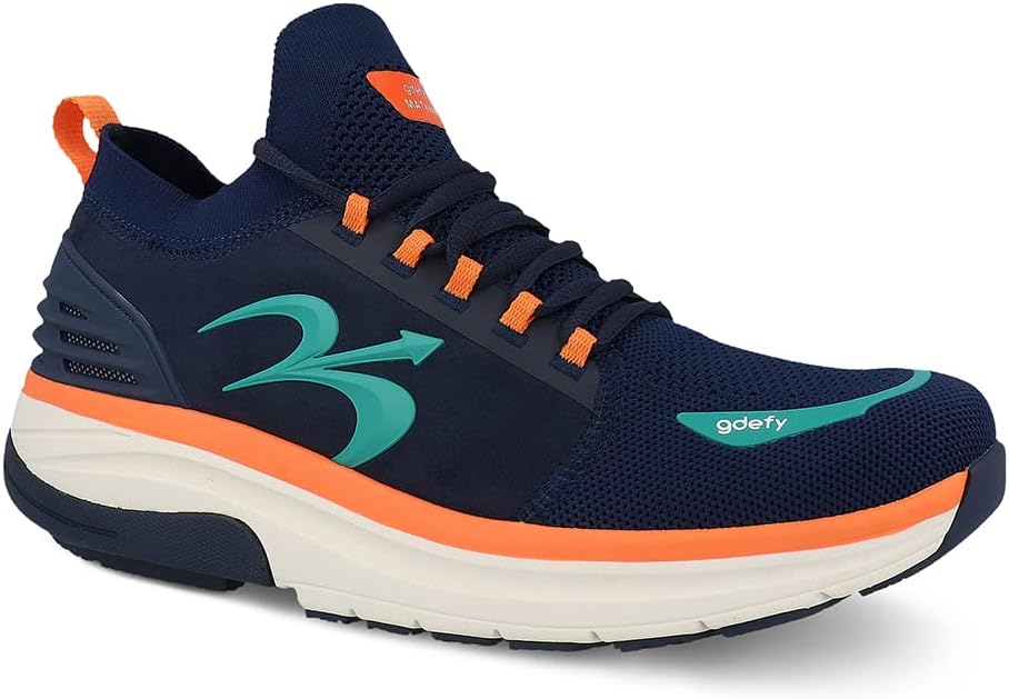 

Мужские кроссовки GDEFY MATeeM Cross-Trainer - гибридные кроссовки VersoShock с доказанным эффектом облегчения боли и поддержкой Gravity Defyer, синий/оранжевый/темно-синий