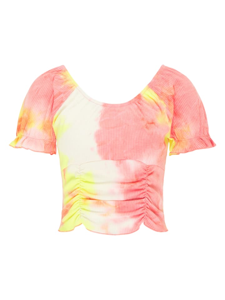 

Женская футболка оранжевого цвета с разноцветными вставками myMo, Оранжевый, Женская футболка оранжевого цвета с разноцветными вставками myMo