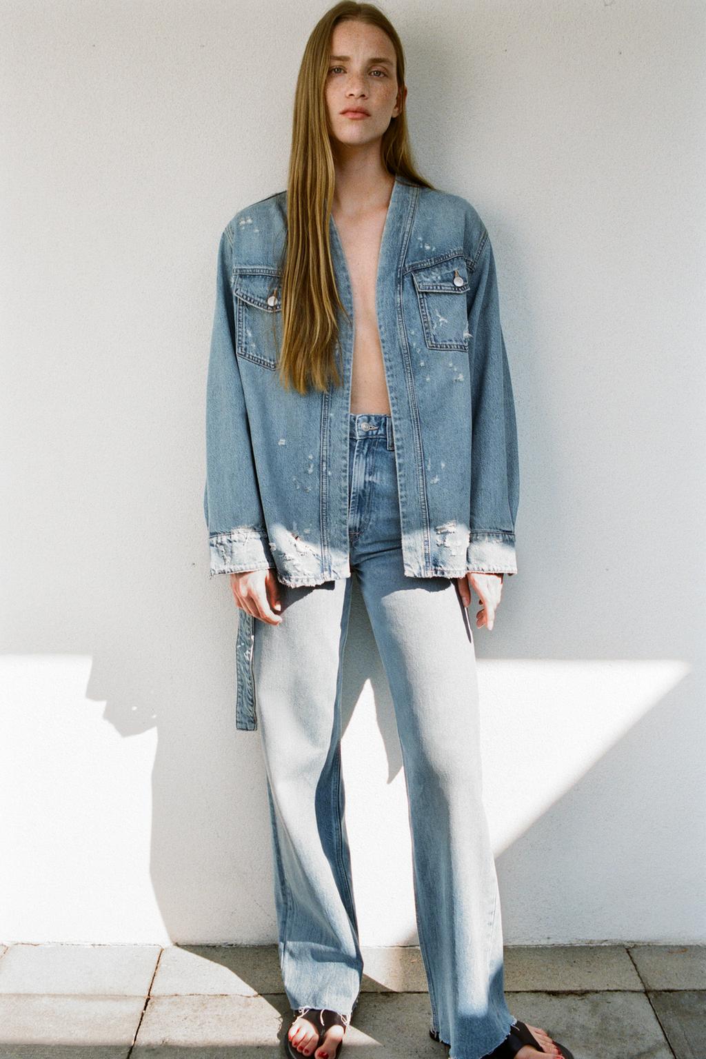 

Широкие джинсы trf с высокой талией ZARA, цвет Indigo