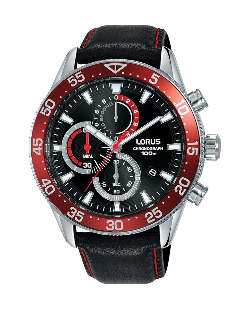 

Мужские часы Sport man RM345FX9 из кожи с черным ремешком Lorus, черный