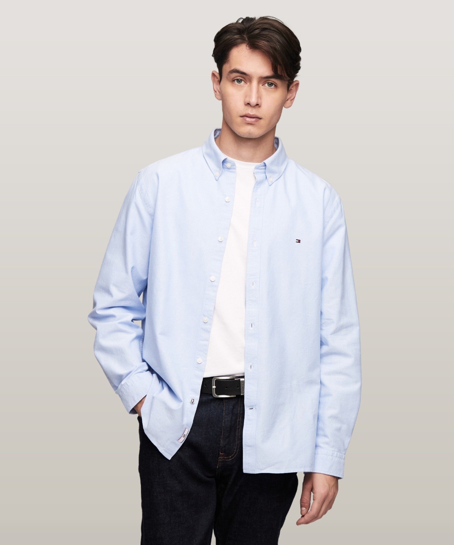 Плотная рубашка из оксфордской ткани TOMMY HILFIGER, Light Blue C14 — фото 2
