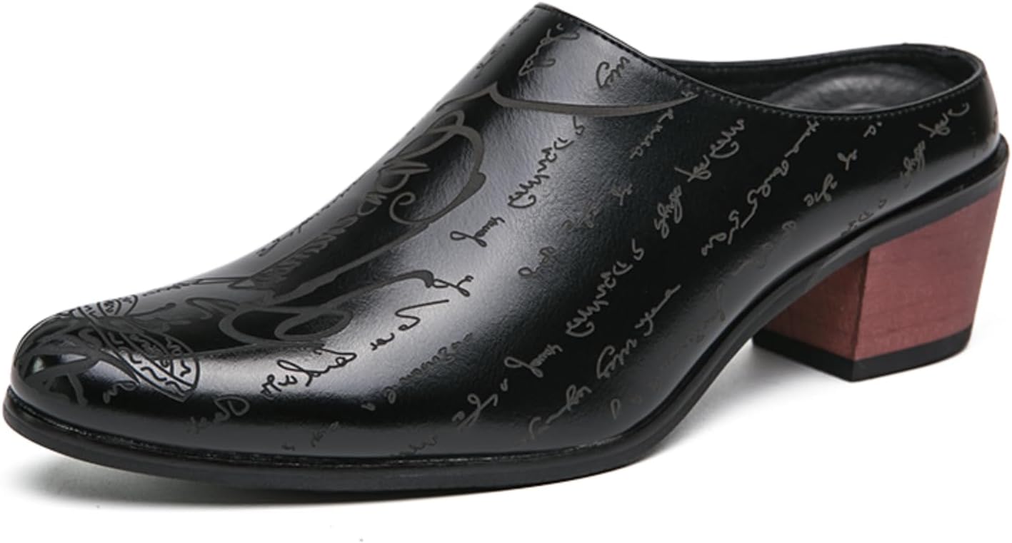 

Мужские кожаные мюли с тиснением, стильная повседневная обувь - идеально для вечерних встреч, креативной работы и ежедневных поездок Aokisx, черный