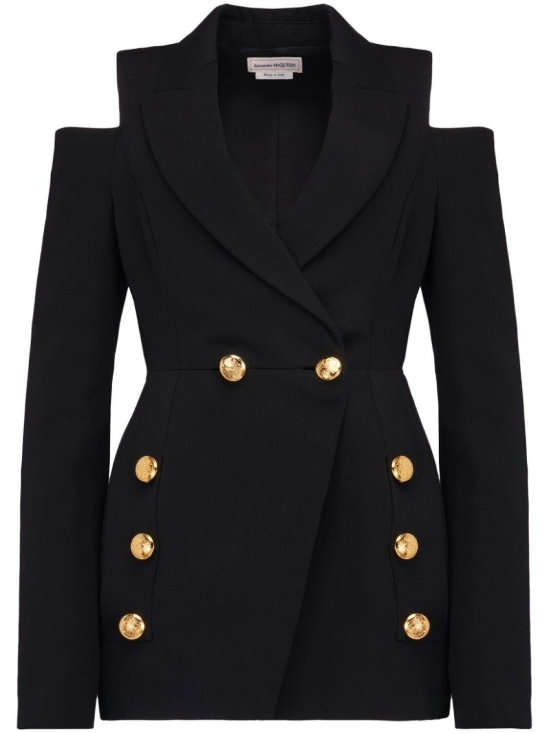 

Alexander McQueen двубортный пиджак Military с вырезами, черный
