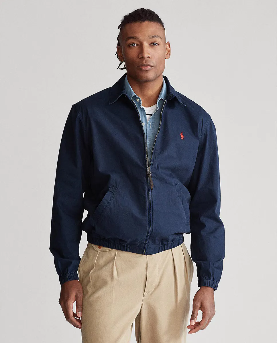 

Мужская хлопковая куртка на молнии Polo Ralph Lauren, темно-синий