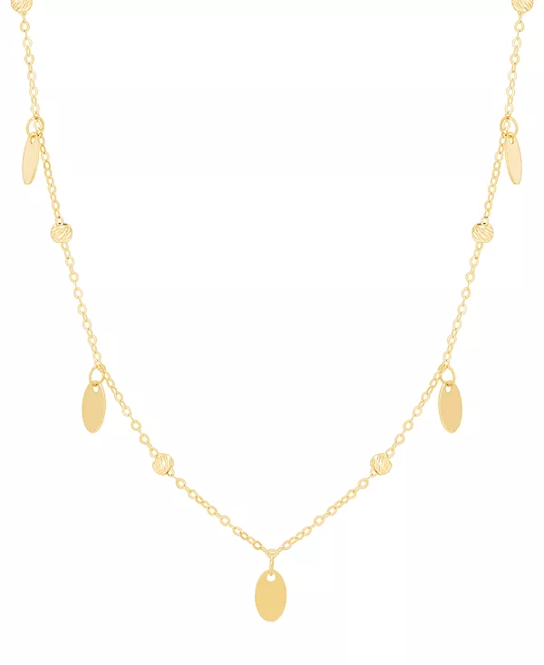 

Ожерелье-Воротник с текстурированными бусинами и овальными подвесками длиной 18 дюймов из 10-каратного золота Italian Gold, gold