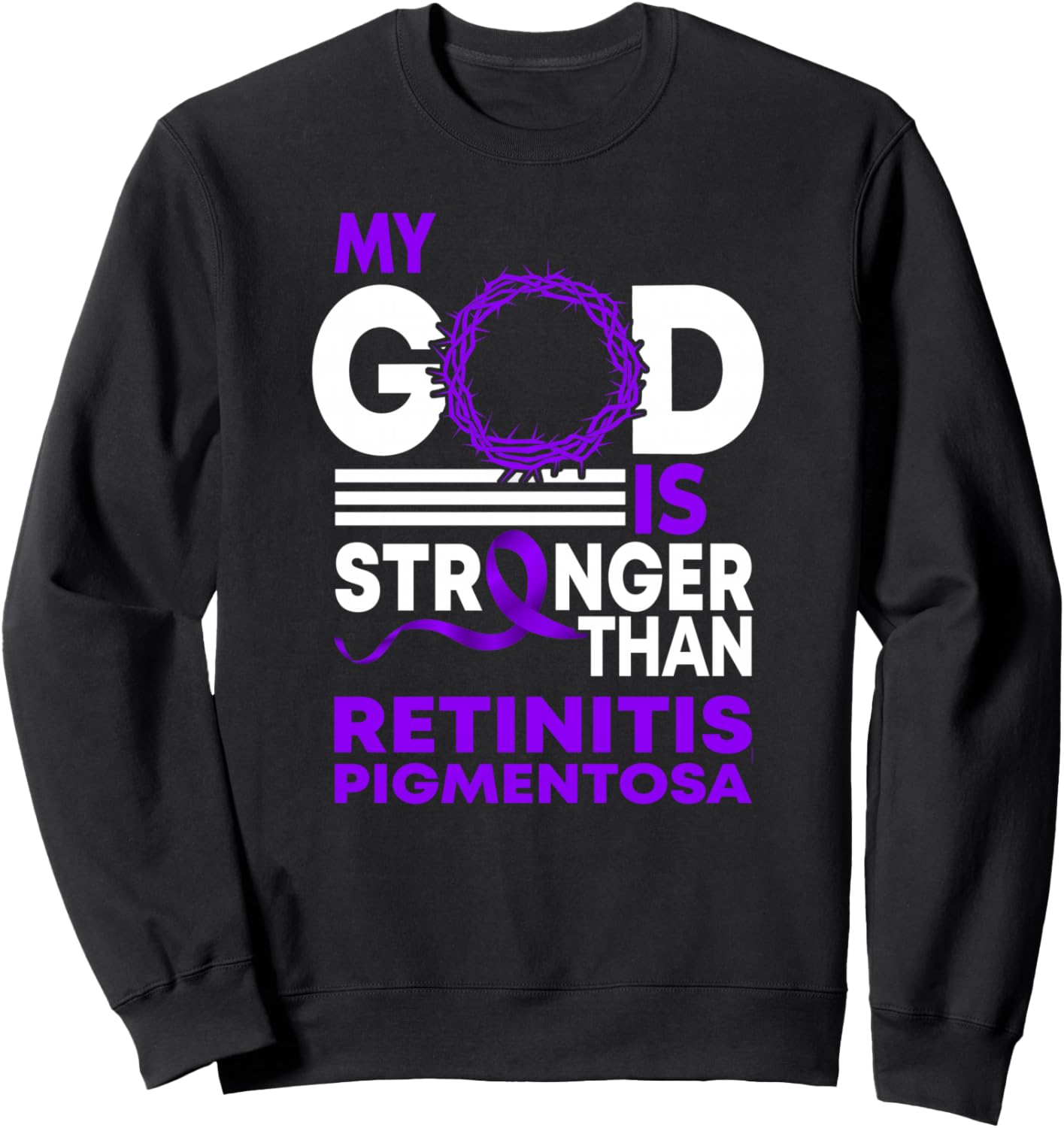 

Мой Бог сильнее пигментного ретинита. Толстовка с лентой в поддержку осведомленности о пигментном ретините Retinitis Pigmentosa Awareness Month Support Cf0, черный