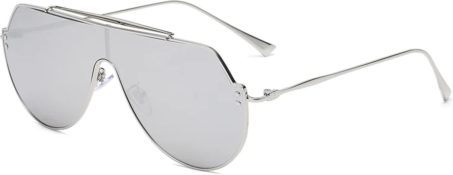 

Солнцезащитные очки с защитой от УФ-излучения UV400 | Увеличенная оправа из сплава, овальные линзы | Для женщин и мужчин, для занятий спортом на открытом воздухе и вождения DSVIGF, Silver