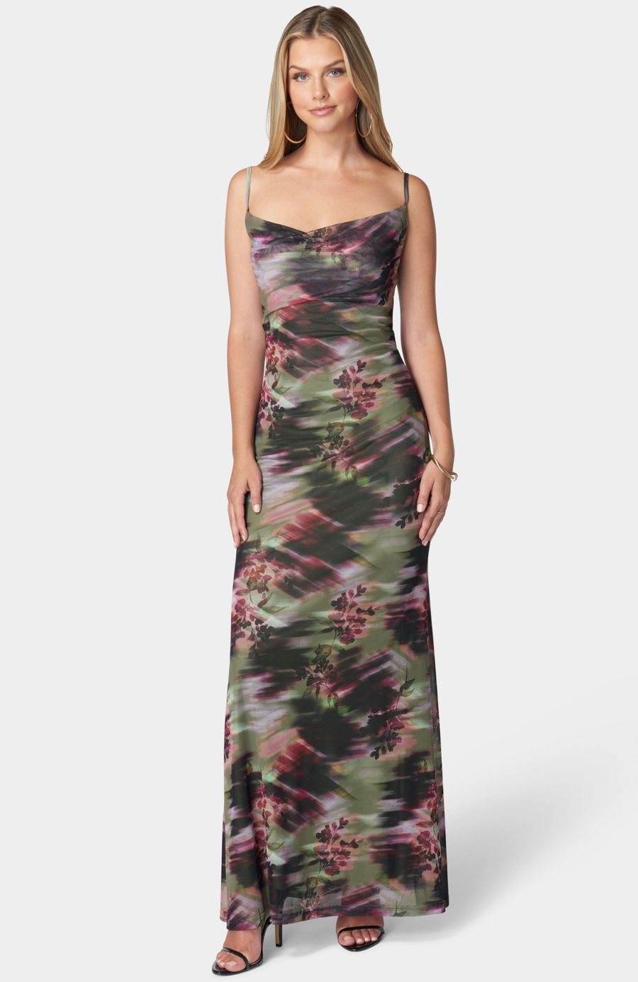 

Женское платье-сарафан из сетчатой ткани с принтом Bebe, Mystic blooms