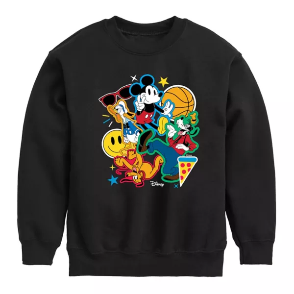 

Микки Маус и друзья флисовая толстовка с коллажем для мальчиков 8-20 Disney, черный
