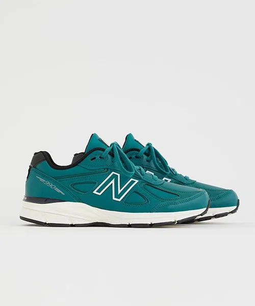 Мужские кроссовки из натуральной кожи New Balance U990 TW4 зелёные — фото 2