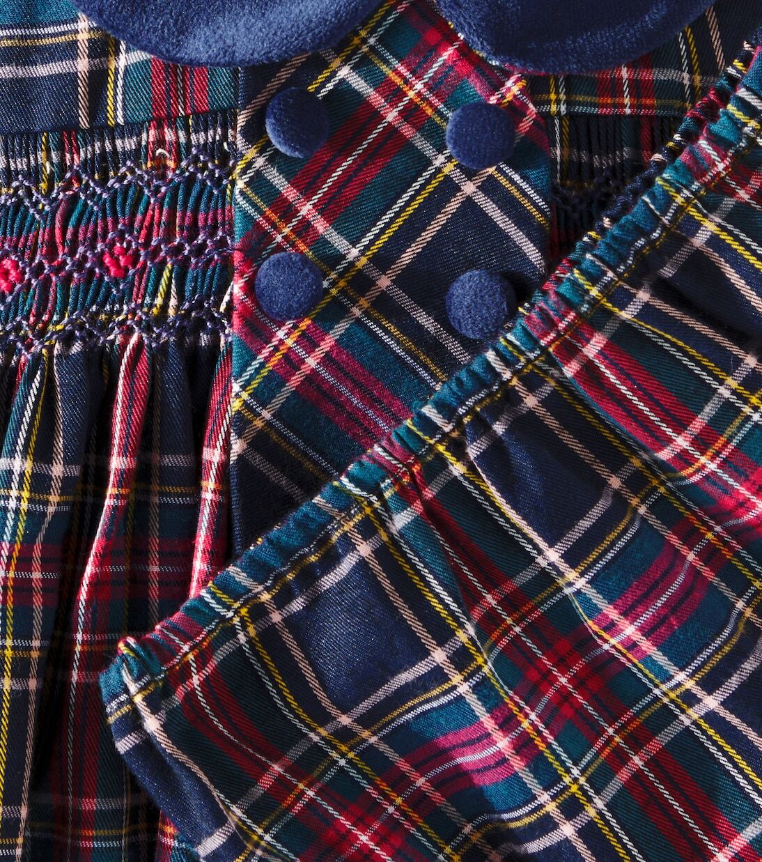 Комплект из хлопкового смесового платья и панталон Baby Arcadia La Coqueta, Navy Tartan — фото 3