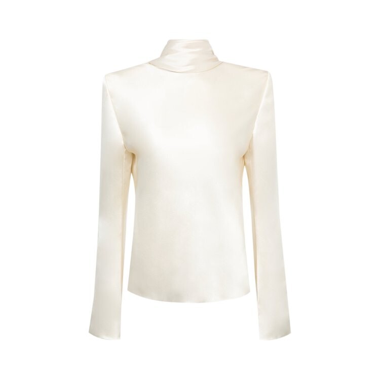 

Блуза Saint Laurent Draped Crepe Blouse, цвет Chalk