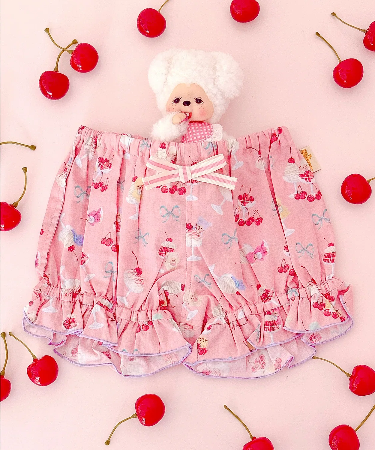 Шорты-велосипедки Monchhichi коллаб, японские, цвет лососевый
