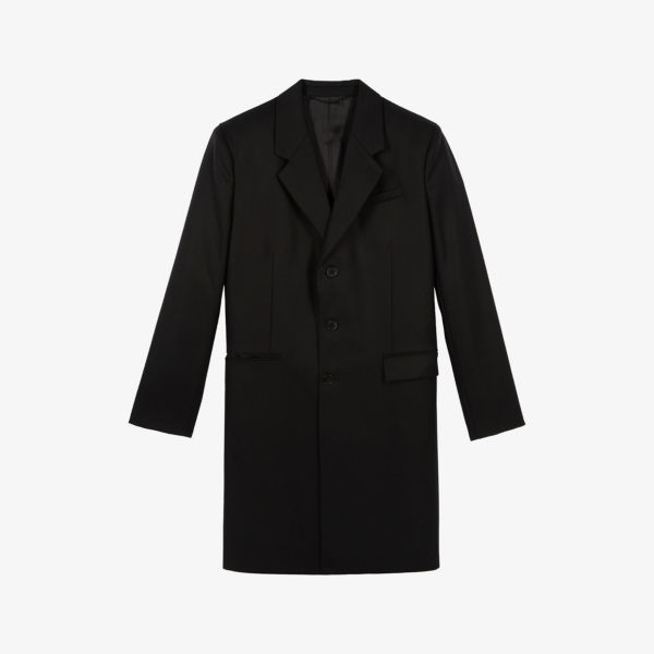 

Однобортный удлинённый шерстяной пальто с ворсом The Kooples, черный