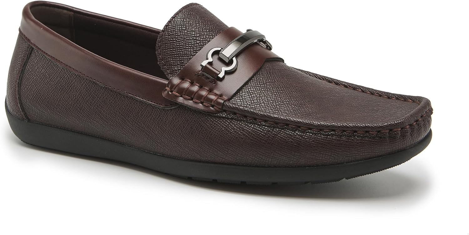 

Мужские повседневные удобные мокасины для вождения из искусственной кожи, легкие, классические модные лоферы с пряжкой, слипоны, дышащие мокасины для вождения Generic, Coffee