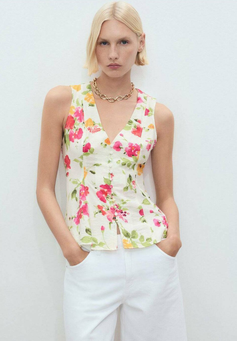

Топ Blouse Mango, кремовый