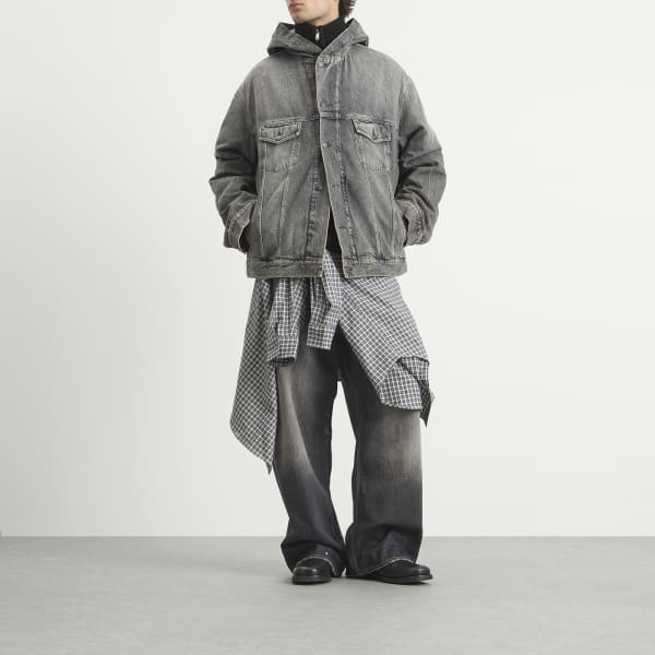 Джинсовая куртка с капюшоном в готическом стиле Acne Studios, washed черный — фото 4