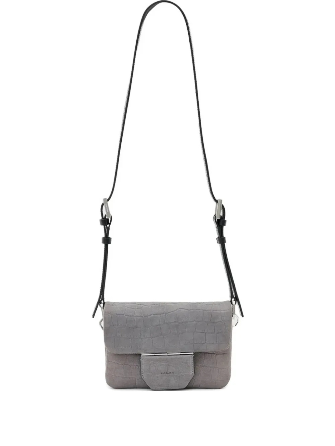 

Сумка AllSaints с клапаном под кожу крокодила, синий