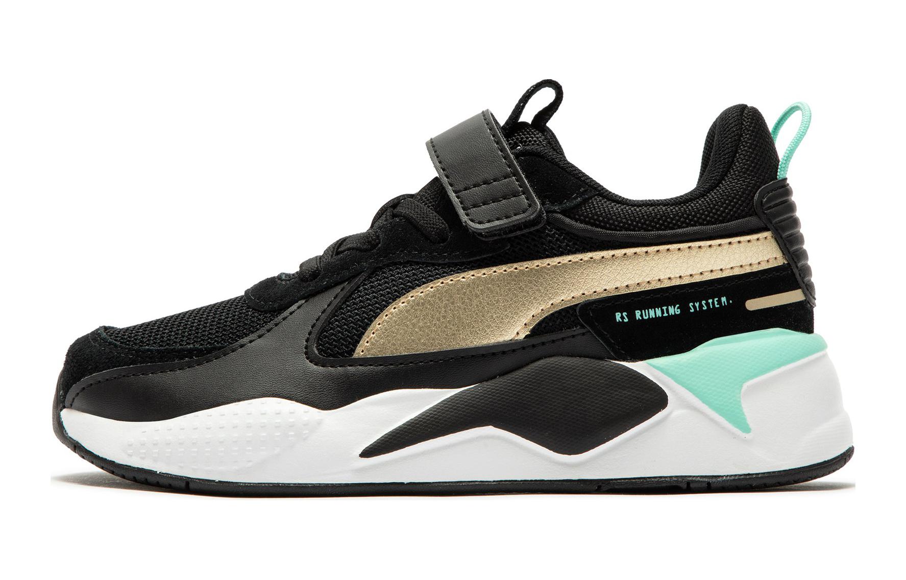 

PUMA Детские кроссовки RS X Metallic Low Top, цвет "черное золото"