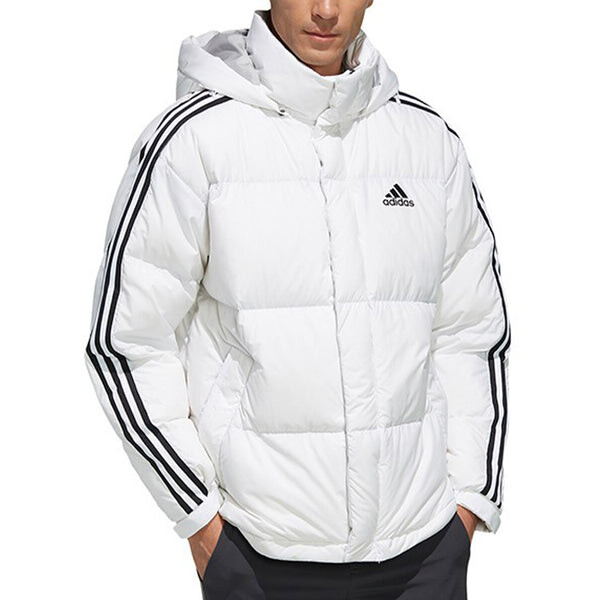 Пуховик adidas 3ST Puff Down Outdoor protection against cold Stay Warm hooded down Jacket White, белый — фото 3