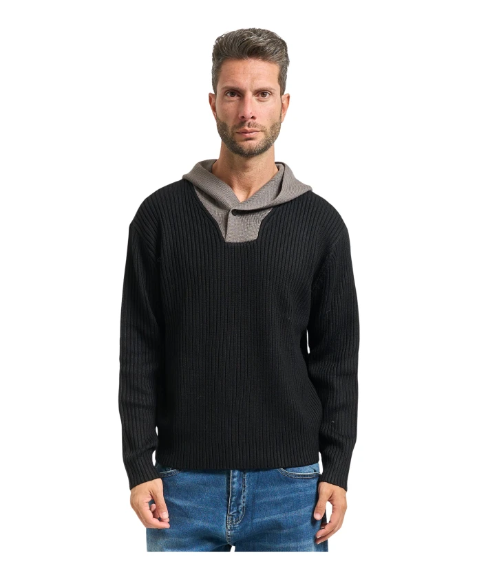 

Черная ребристая вязаная толстовка Armani Exchange, черный