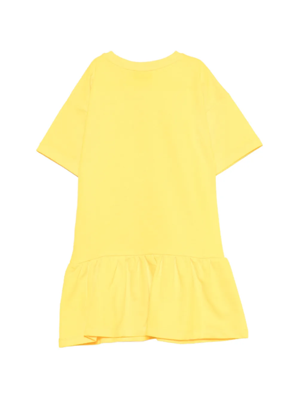 Хлопковое платье с оборкой по подолу и мотивом медвежонка Moschino Kids, желтый — фото 2