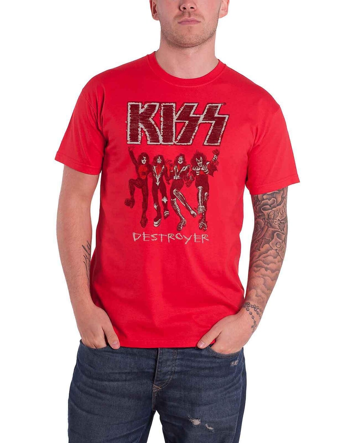 

Футболка с эскизом Разрушителя KISS, красный