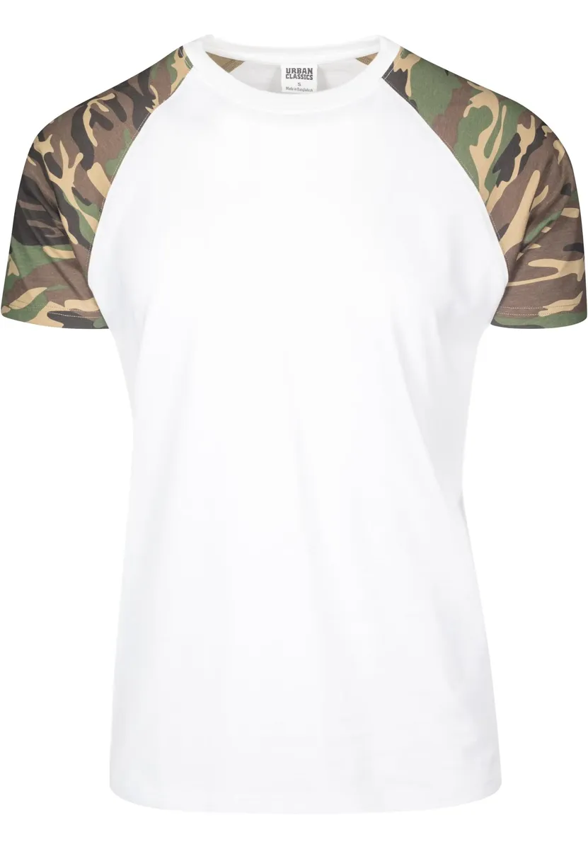 

Футболка URBAN CLASSICS "Мужская контрастная футболка Urban Classics реглан", цвет White/Woodcamo
