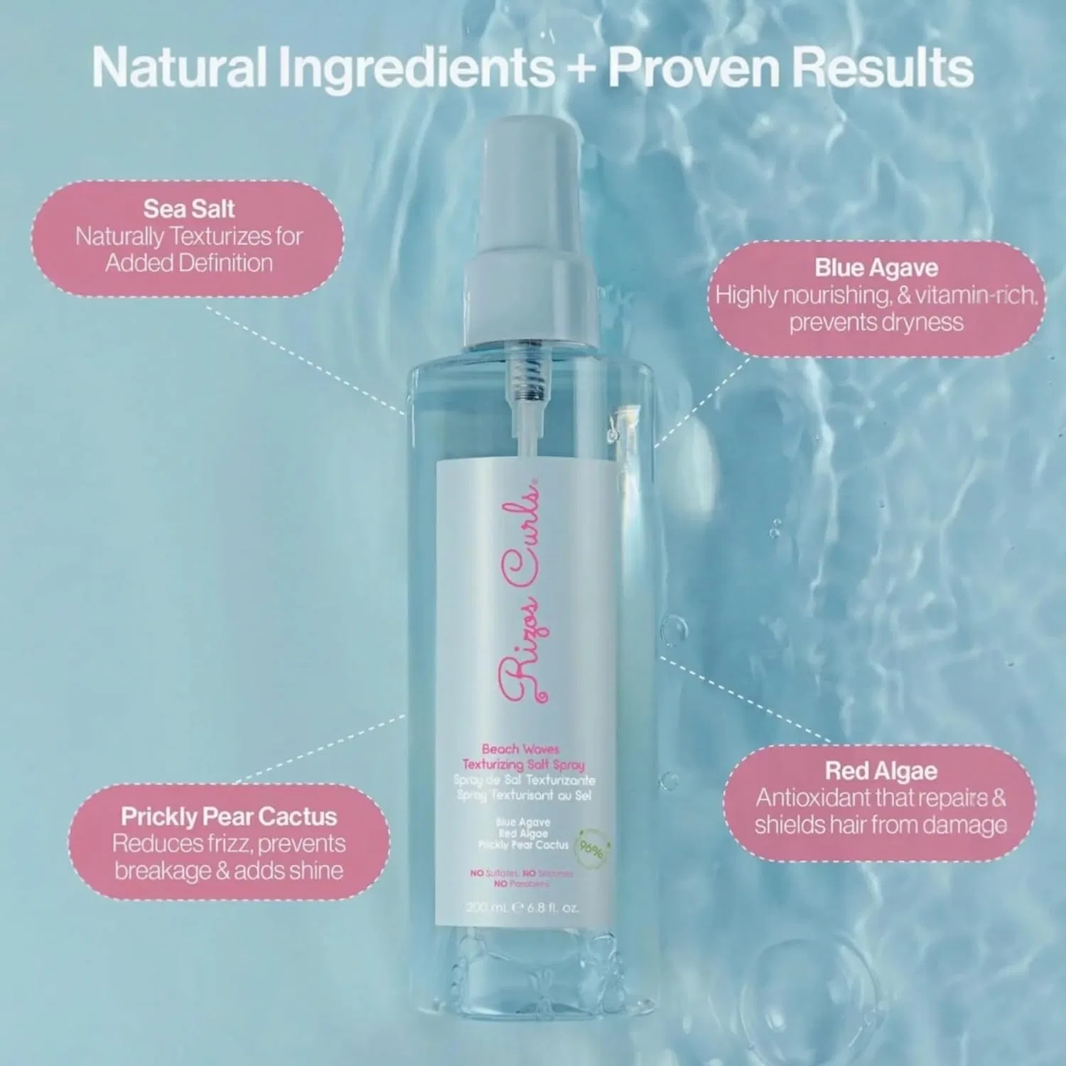 Солевой спрей «Beach Waves Texture» от Rizos Curls для кудрявых и волнистых волос Generisch — фото 3