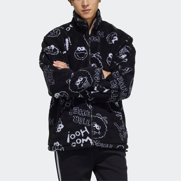 Куртка adidas neo x SESAME STREET Crossover Limited Full Print Polar Fleece Long Sleeves Jacket Black, черный — фото 3