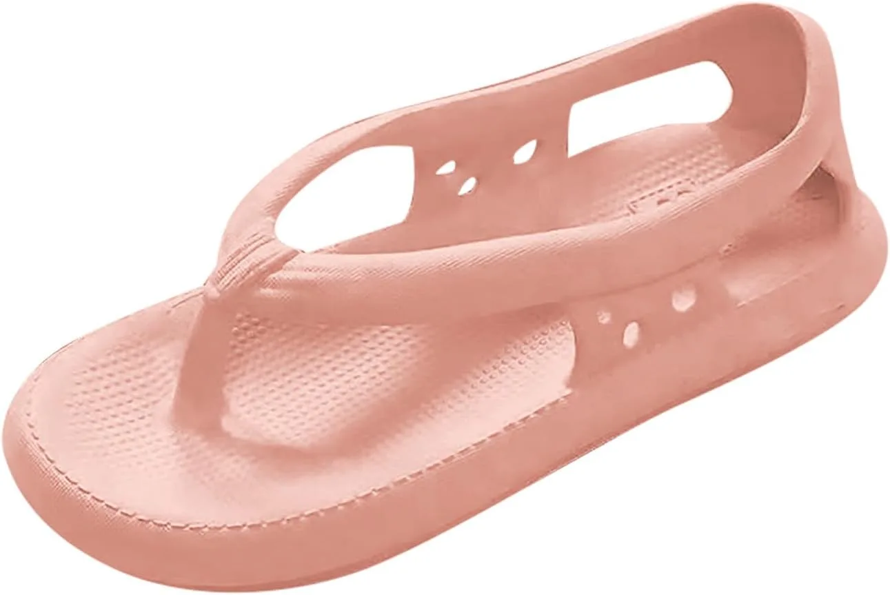 Мужские сандалии-вьетнамские сандалии Cloud Flat Thong Sandals, с вырезом, дышащие, с удобной подошвой, без застежек, элегантные летние пляжные туфли (розовые) Quintra