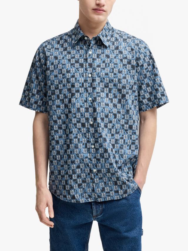 

BOSS хлопковая рубашка с принтом HUGO BOSS