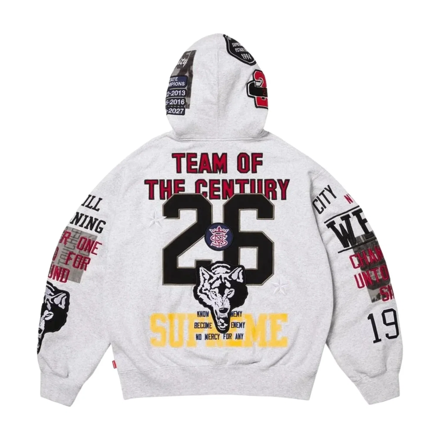 Толстовка Supreme SS26 Warriors с аппликацией и застежкой-молнией, цвет «Пепельно-серый» SUP-SS26-212-GRY — фото 3