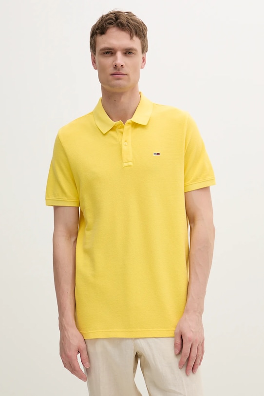 

Хлопковая поло Tommy Jeans, желтый