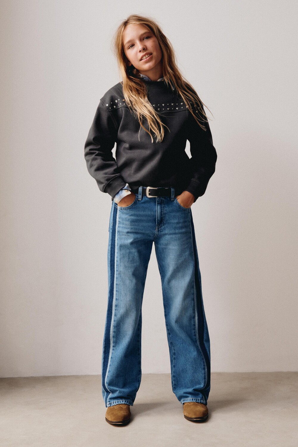

Джинсы с лампами по боку ZARA, синий