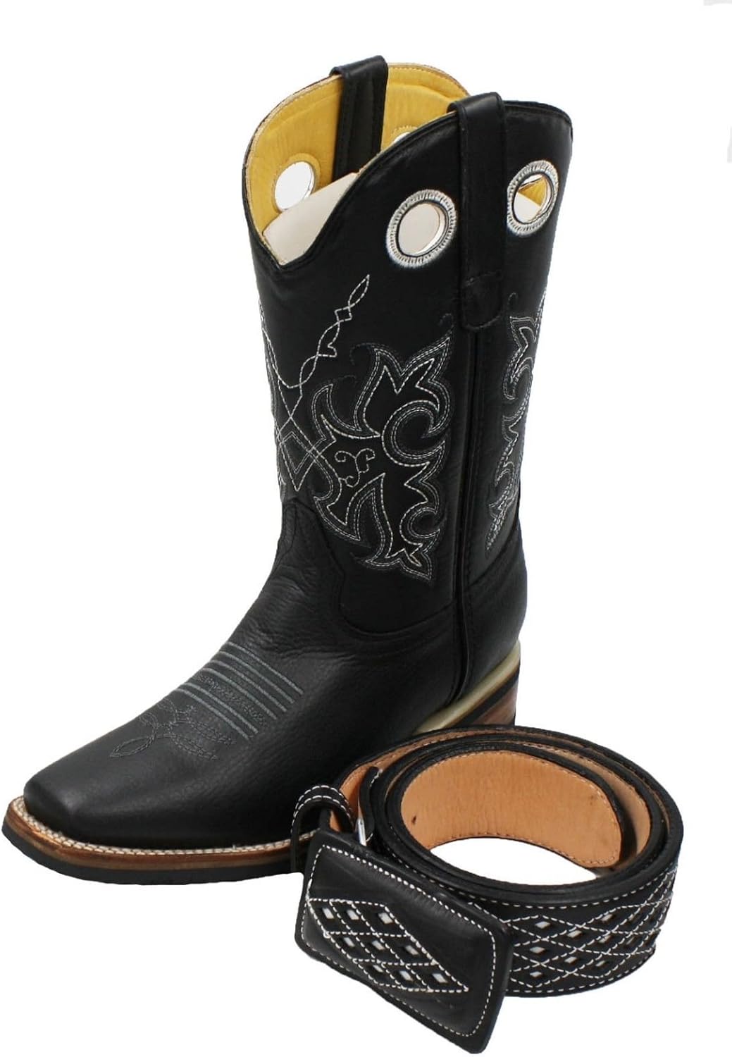 

Мужские ковбойские сапоги с квадратным носком из натуральной кожи коровы с ремнем Dona Michi, черный