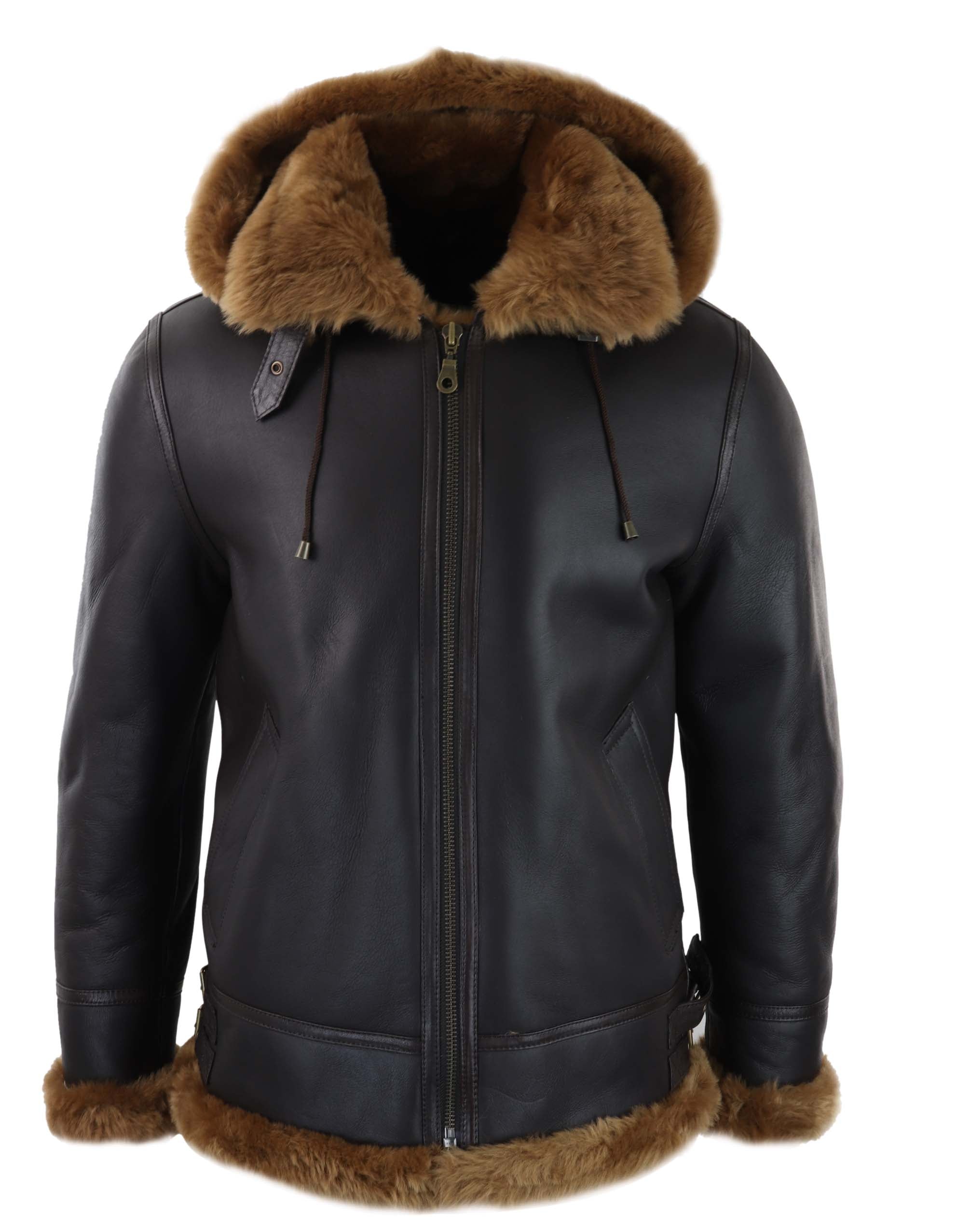 

Куртка-авиатор с капюшоном из овчины Sherling TruClothing, цвет brown ginger