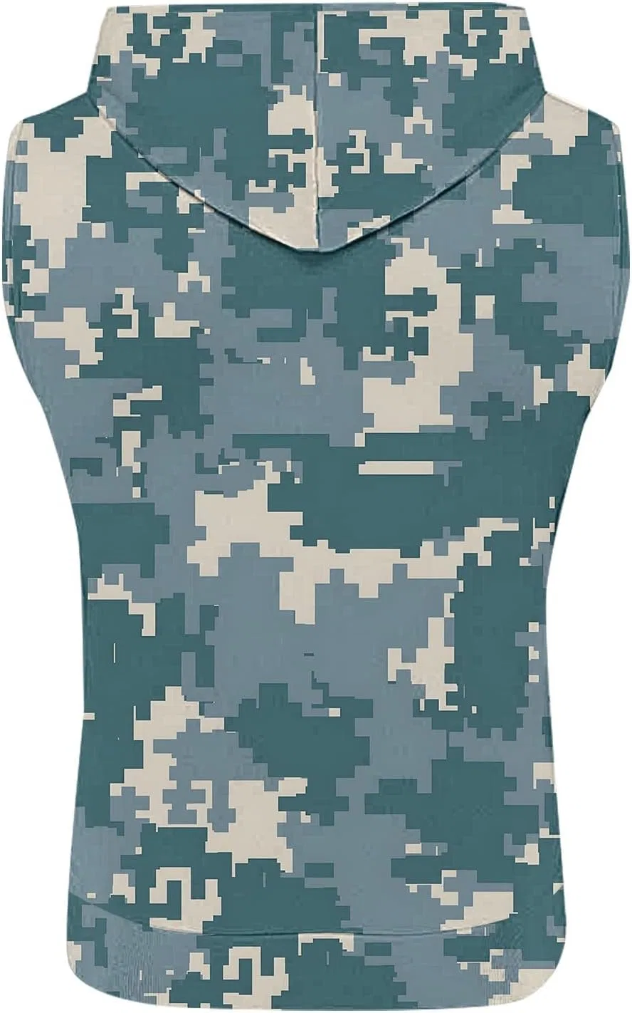 Мужская майка с капюшоном Camouflage Bodybuilding Muscle Cut Off, синий камуфляж — фото 3