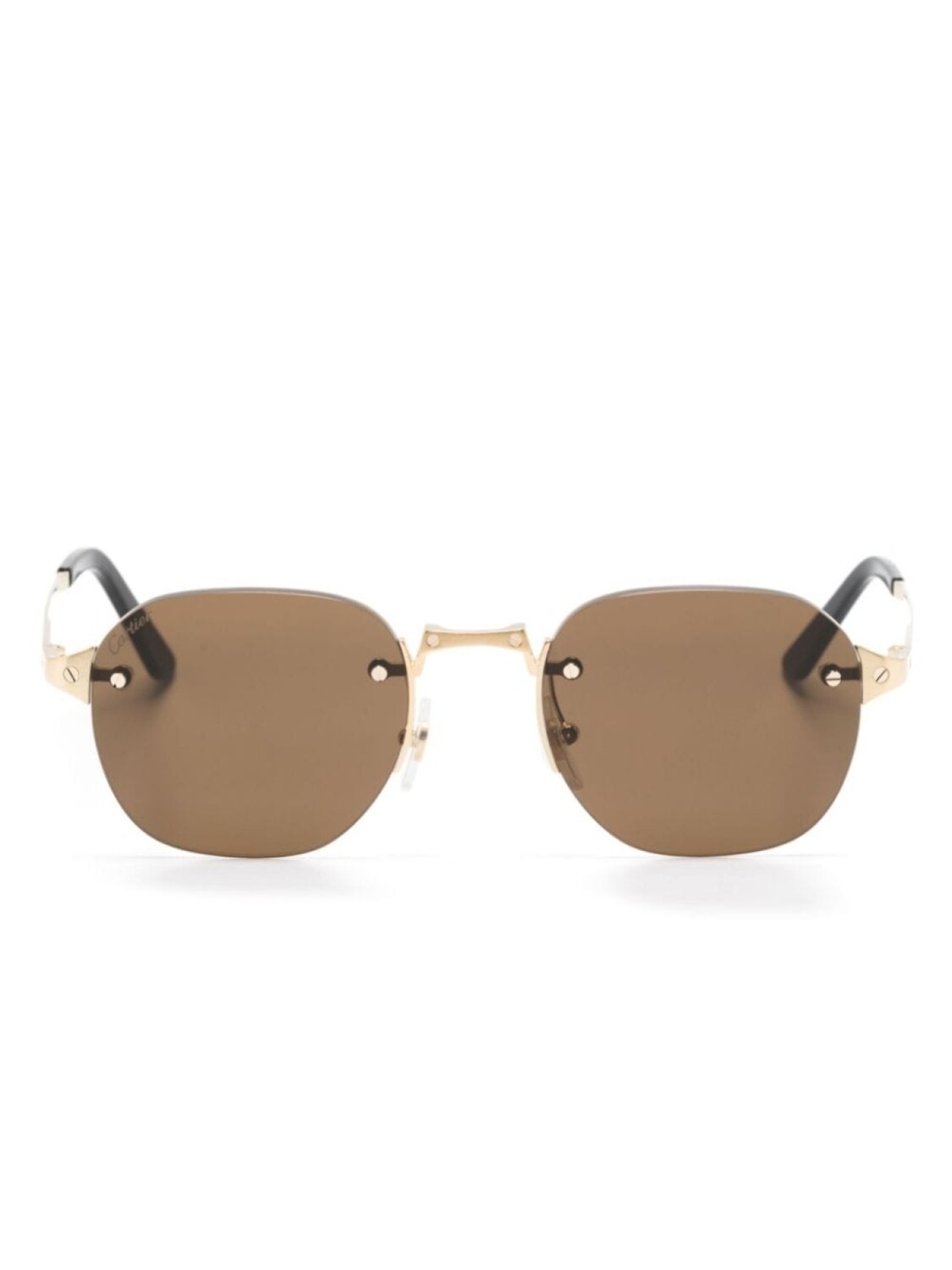 

Cartier Eyewear солнцезащитные очки Santos в круглой оправе, золотистый