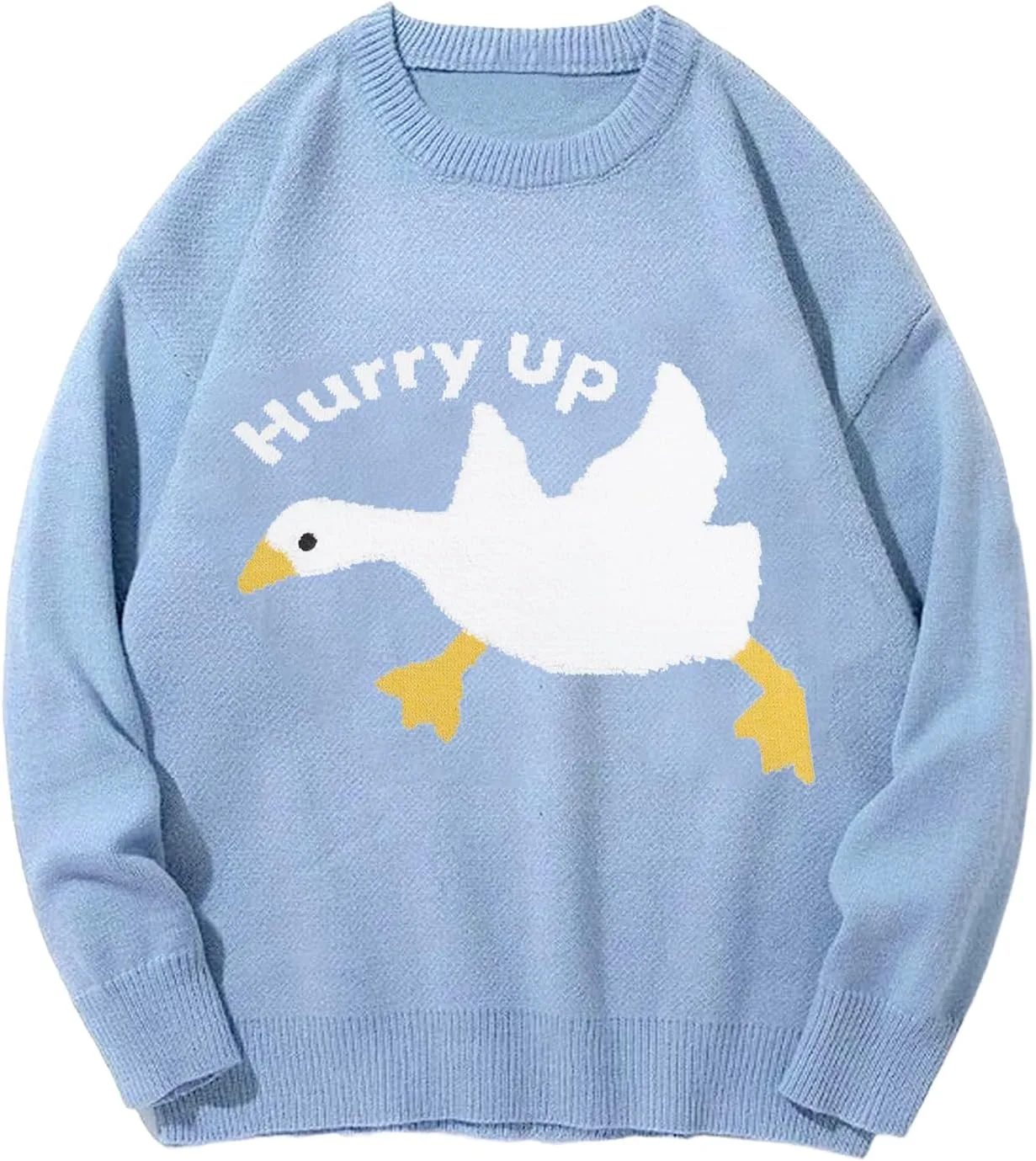 

Yimoon Mens Oversized Sweaters Graphic Crewneck Knit Pullover Unisex Y2K Streetwear Jumper Tops