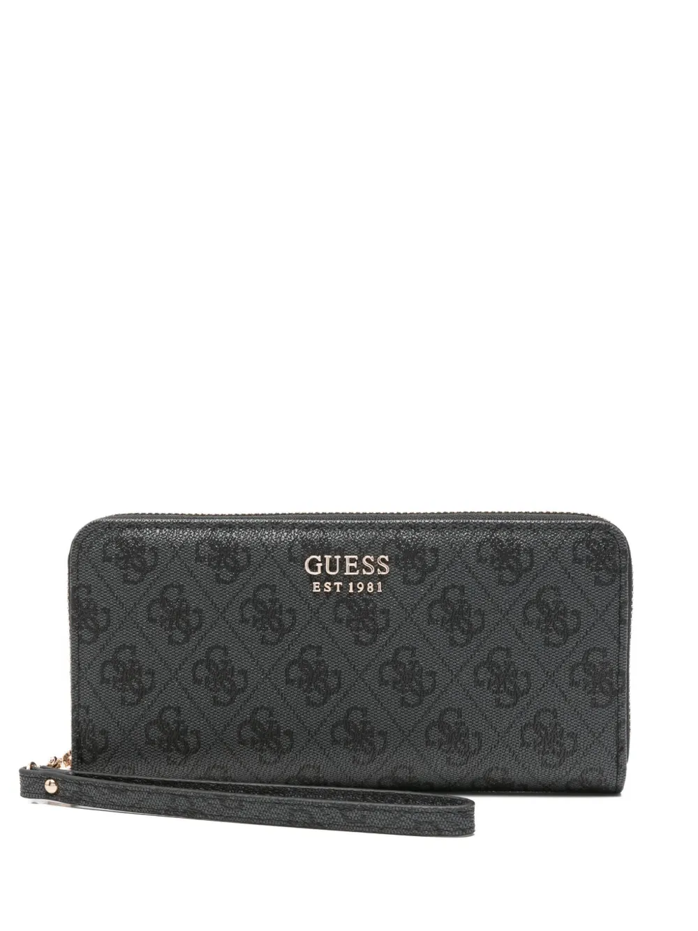 

Большой кожаный кошелек Vikky с узором GUESS USA, черный