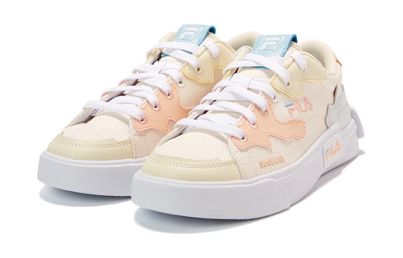 Скользоустойчивые детские скейтерские кроссовки FILA KIDS молочно-белый/нежно-персиковый розовый — фото 4