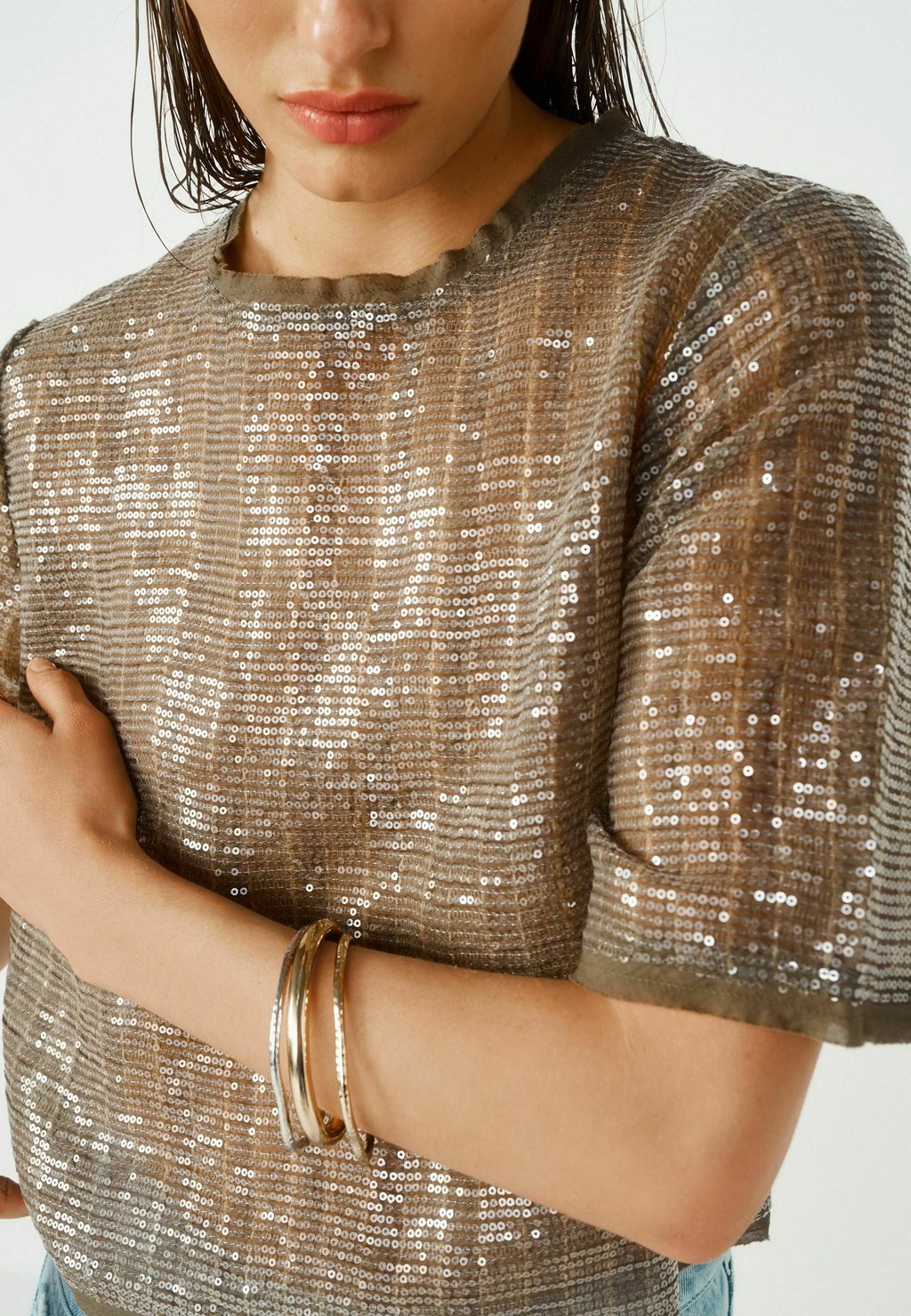 

Блуза SHORT SLEEVE SEQUIN Next, зеленый