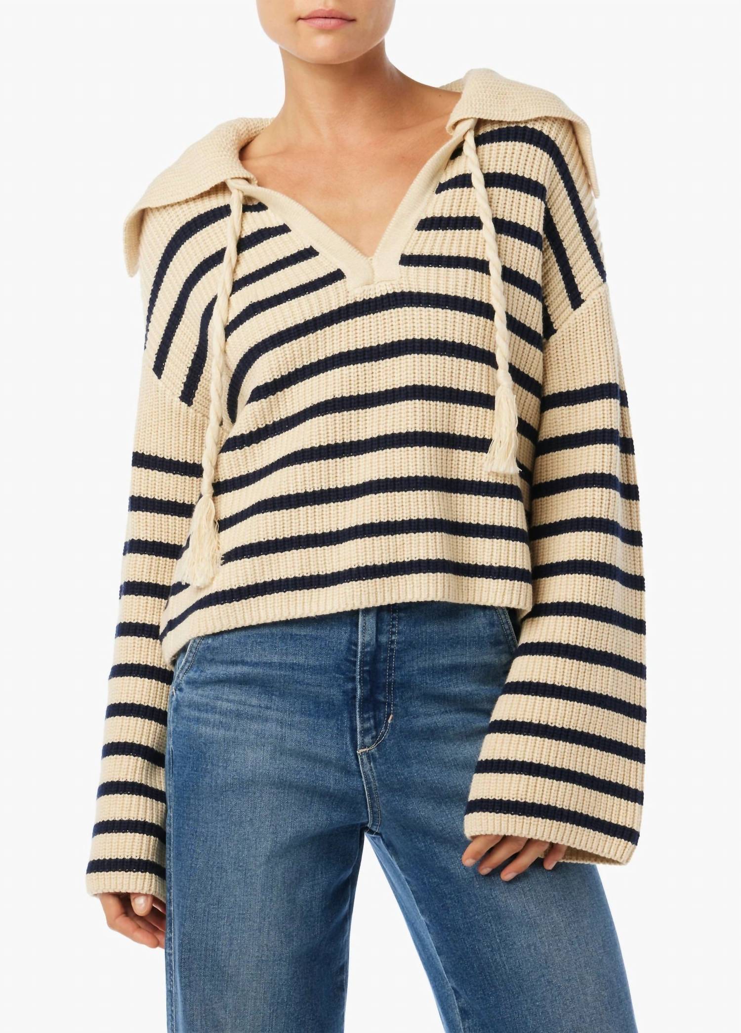 

Свитер с V-образным вырезом Sloane Popover в бретонскую полоску JOE'S Jeans, Breton Stripe