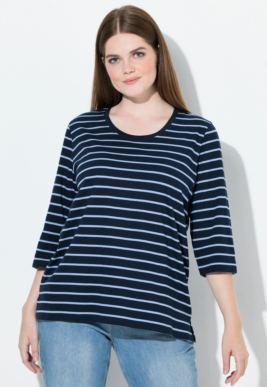 

Топ Ulla Popken RINGEL RUNDHALS RM BIOBAUMWOLLE, Marine/Dark Blue