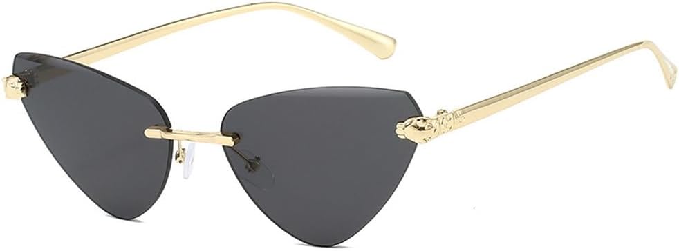 

Модные солнцезащитные очки треугольной формы «кошачий глаз» для женщин, роскошные, без оправы, черные, элегантные, стильные, с защитой от УФ-излучения UV400 generic, Gold Gray