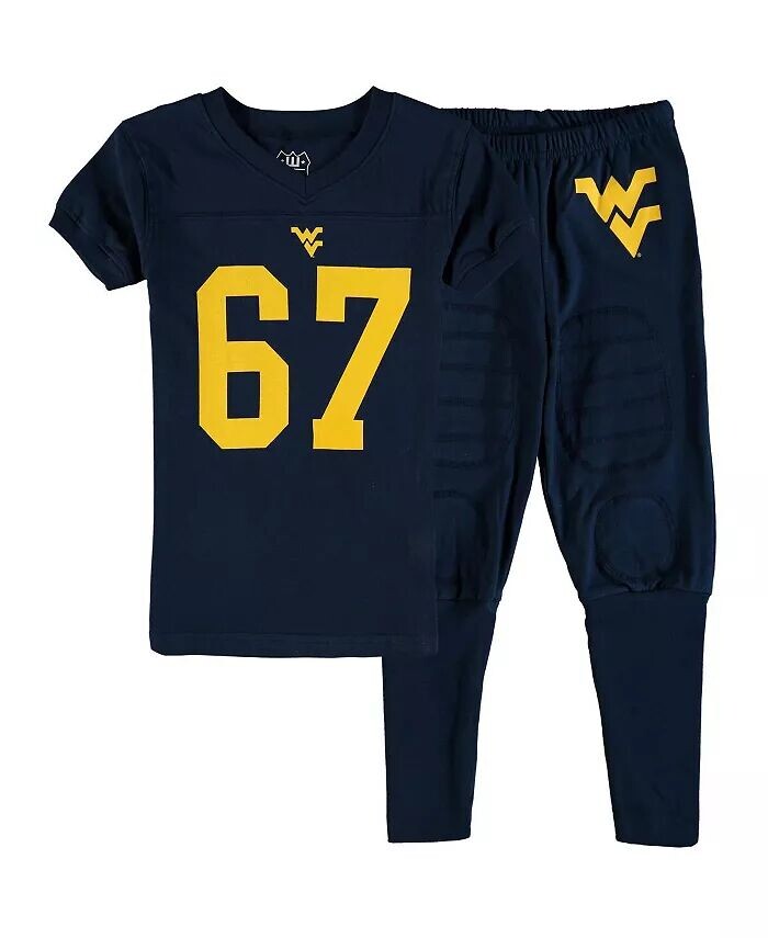 

Футбольный пижамный комплект Big Boys Navy West Virginia Mountaineers Wes & Willy